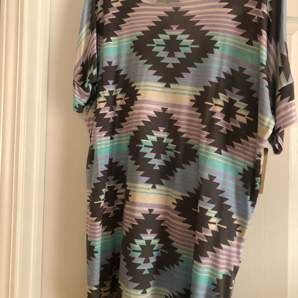 Aztec print tunic with Tiffany blue, purple, white and gray. Never worn before